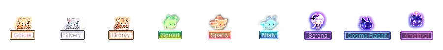 MapleStory June 24 Cash Shop Update Luna Crystal Pets Goldie Silvery Bronzy Sprout Sparky Misty Serena Cosmo Rabbit Amethyst