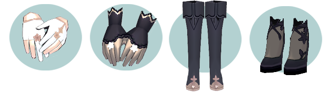 Mabinogi Black Rose Gloves (M), Mabinogi Black Rose Gloves (F), Mabinogi Black Rose Boots (M), Mabinogi Black Rose Heels (F)
