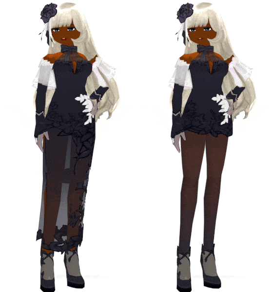 Mabinogi Special Black Rose Long Dress (F), Mabinogi Special Black Rose Short Dress (F)