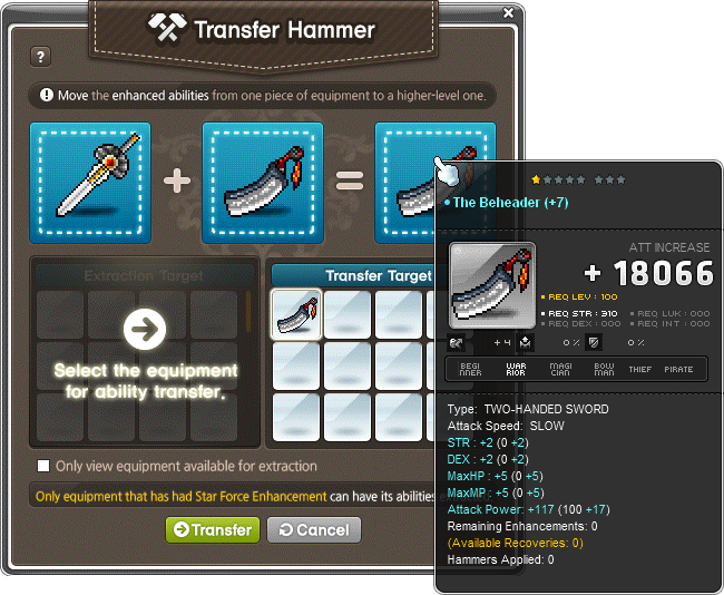 MapleStory Transfer Hammer Checking In