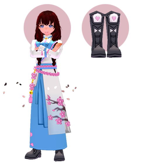 Mabinogi Eluned Cherry Blossom Long Outfit (F), Eluned Cherry Blossom Boots (F)