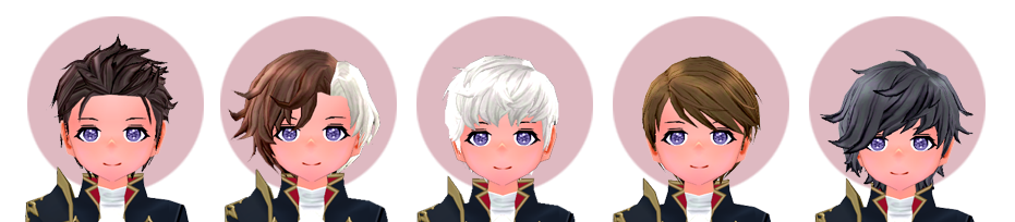 Mabinogi Eluned Soldier's Short-Haired Wig (F), Eluned Magical Blitz Wig (F), Eluned Gladiator's Wig (F), Eluned Crazy Rich Milletian Wig (F), Eluned Snazzy Cherry Blossom Wig (F)