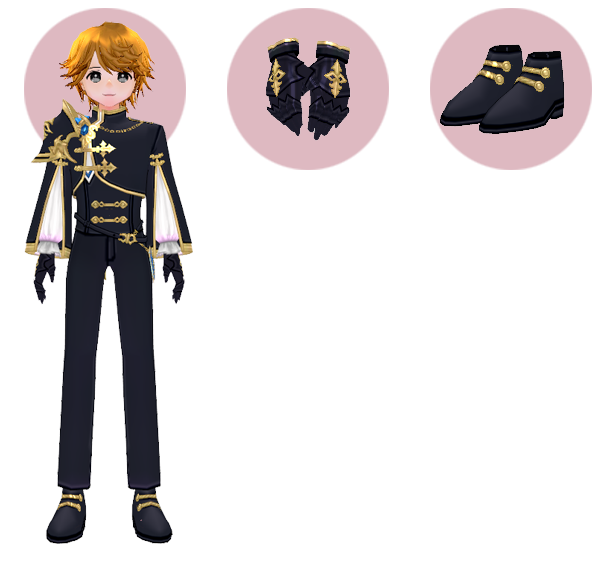 Mabinogi Noble Chevalier Uniform (M), Noble Chevalier Gloves (M), Noble Chevalier Shoes (M)