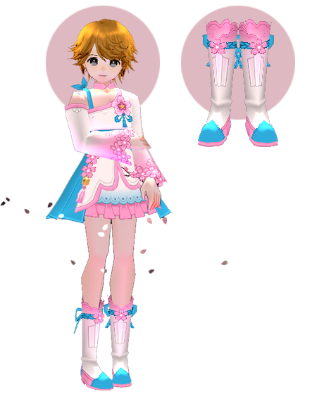 Mabinogi Eluned Cherry Blossom Dress (M), Eluned Cherry Blossom Long Boots (M)