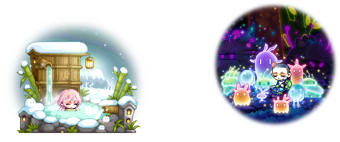 MapleStory December 7 Gachapon Chairs MapleStory Enjoy a Hot Spring on a Cold Day Chair Forest of Spirits Welcome Chair