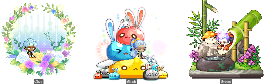 MapleStory June 7 Gachapon Chairs MapleStory Melody of Nature Chair Bunnies Stack Chair Bamboo Slide Chair